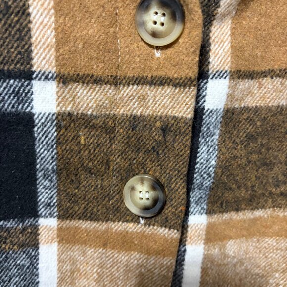Womens Plaid Shacket XL Brown Oversized Flannel Jacket Cabin Boho Grunge Y2K - Picture 5 of 8